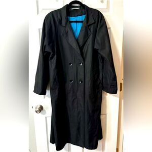 Vintage Forecaster of Boston Trench Coat Size 11/12 Women’s Black Blue Lining